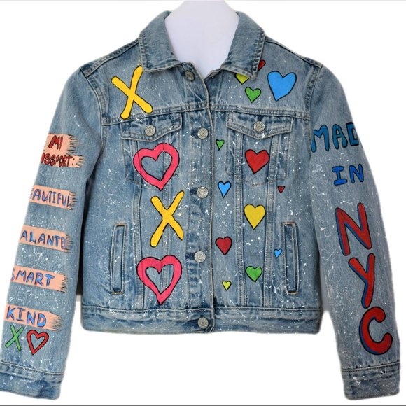 Hand Painted Denim Jacket NEW - Picture 2 of 5